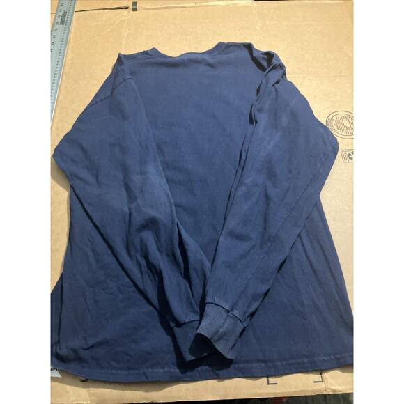 Fear The Goat Navy Graphic Blue Long Sleeve Tee, Size Large Gildan, Crew Neck - Picture 13 of 14